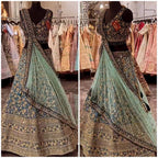 Royal Ombre Blue Mirror & Zari Embroidered Lehenga Choli
