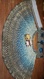 Royal Ombre Blue Mirror & Zari Embroidered Lehenga Choli