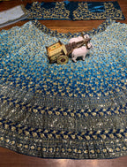 Royal Ombre Blue Mirror & Zari Embroidered Lehenga Choli