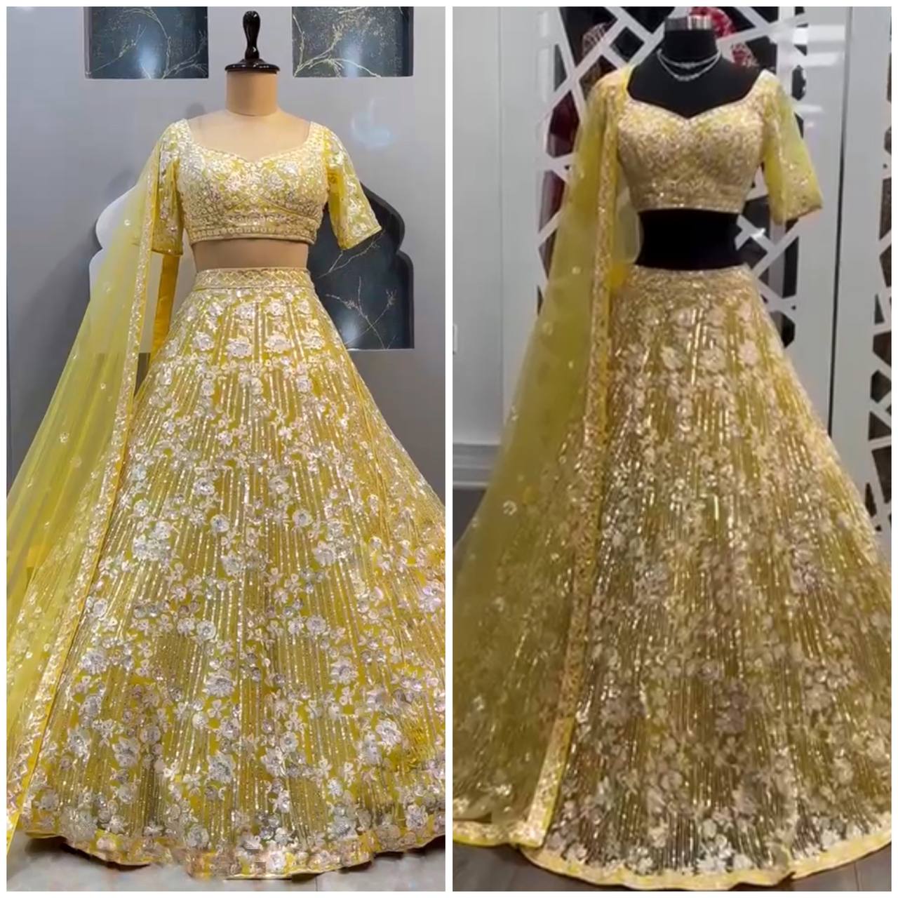 Yellow  Colour lehenga with Embroidery Sequins Work With Cancan &Canvas Patta  work and designer blouse perfect match for you