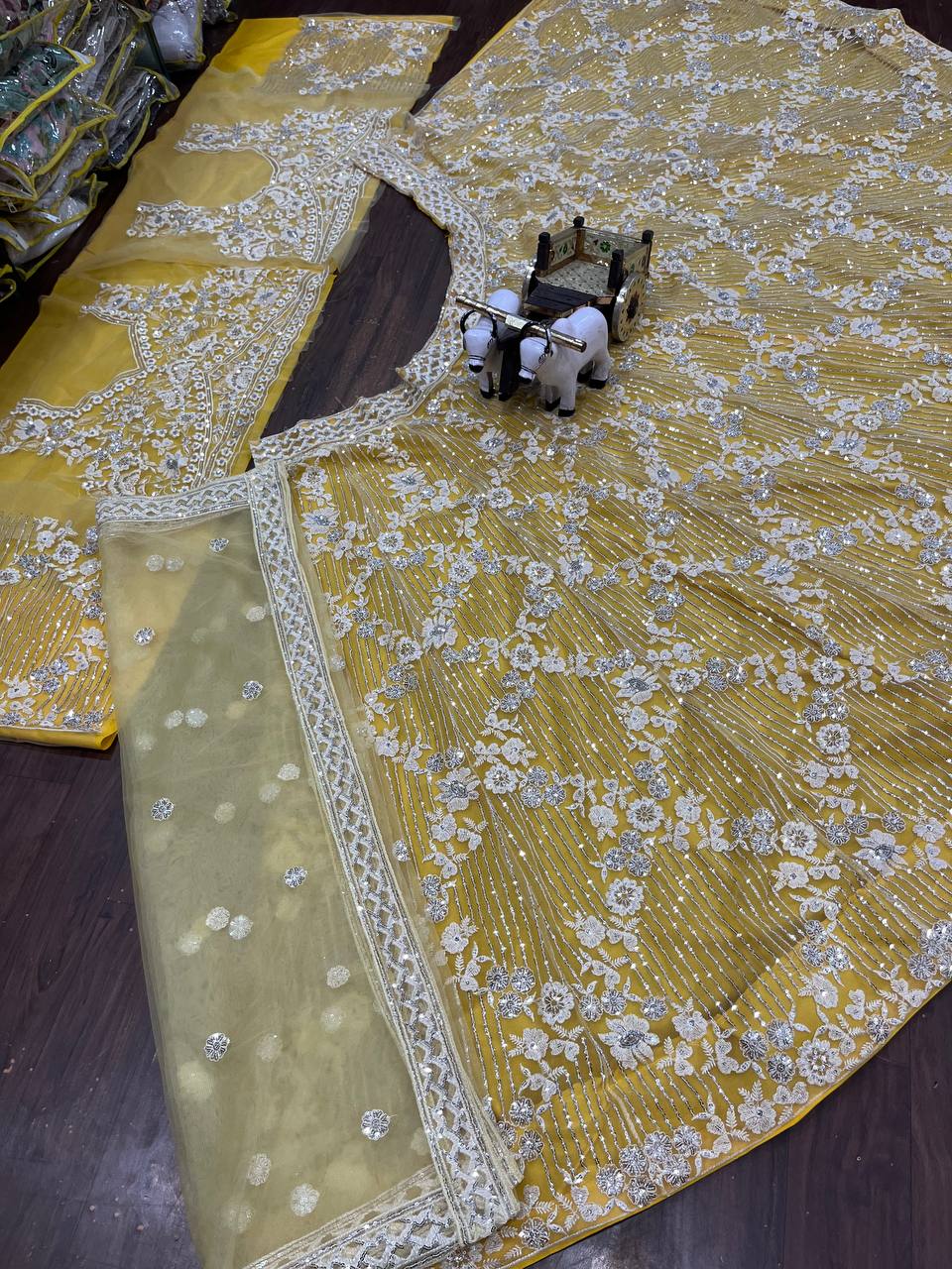 Yellow  Colour lehenga with Embroidery Sequins Work With Cancan &Canvas Patta  work and designer blouse perfect match for you