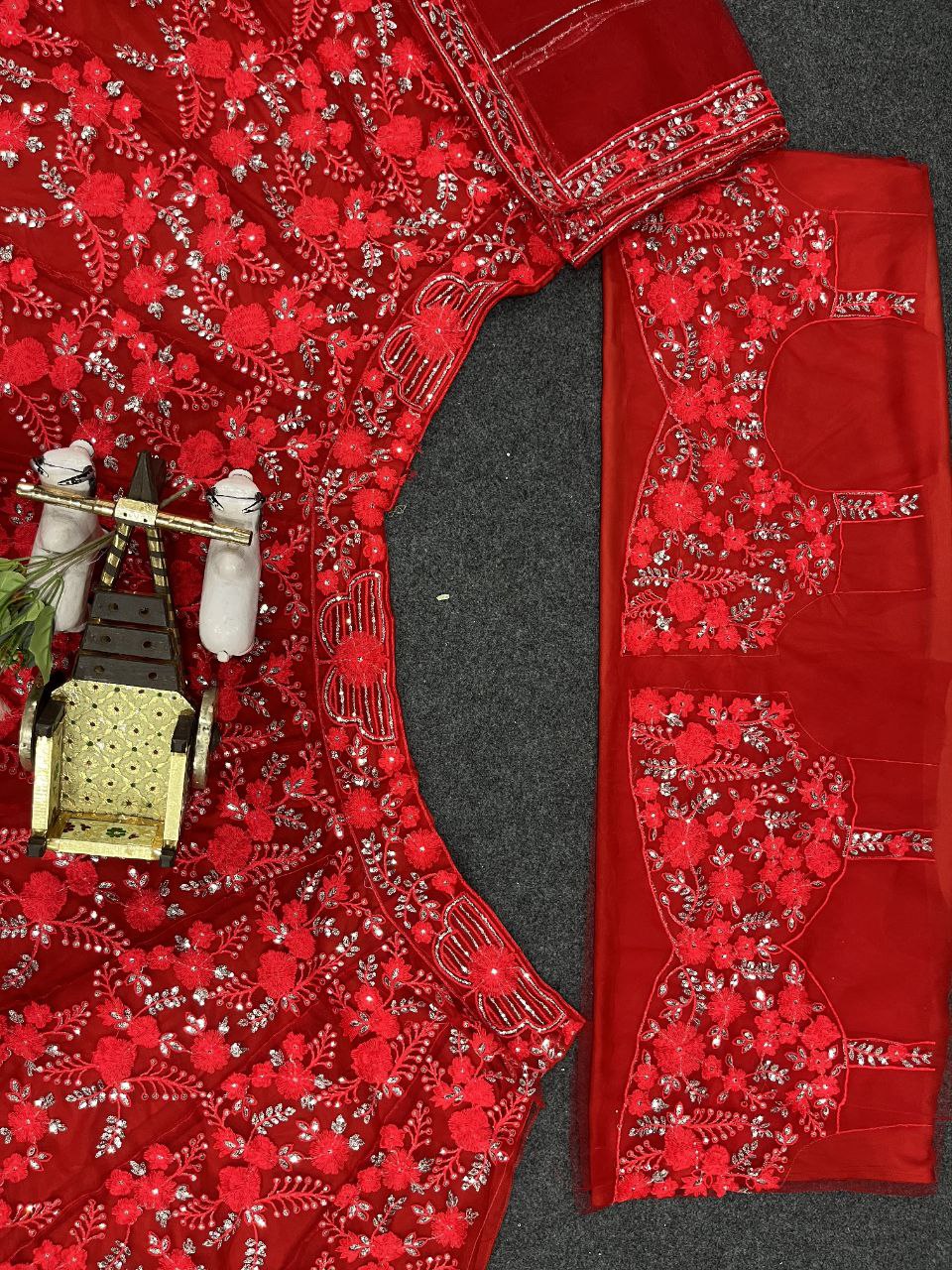 Soft Butterfly Net Lehenga with Embroidery Sequins Work – Semi-Stitched Set