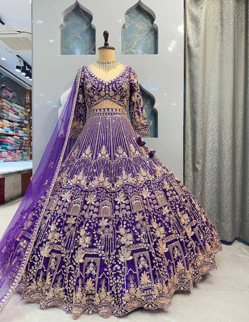 Designer Wine Color Net Lehenga Choli with Sequins Embroidery