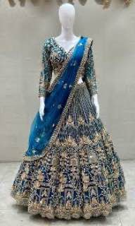 Blue colour Soft Net Lehenga Choli with Coding Sequins & Dupatta – Glamorous Ethnic Ensemble