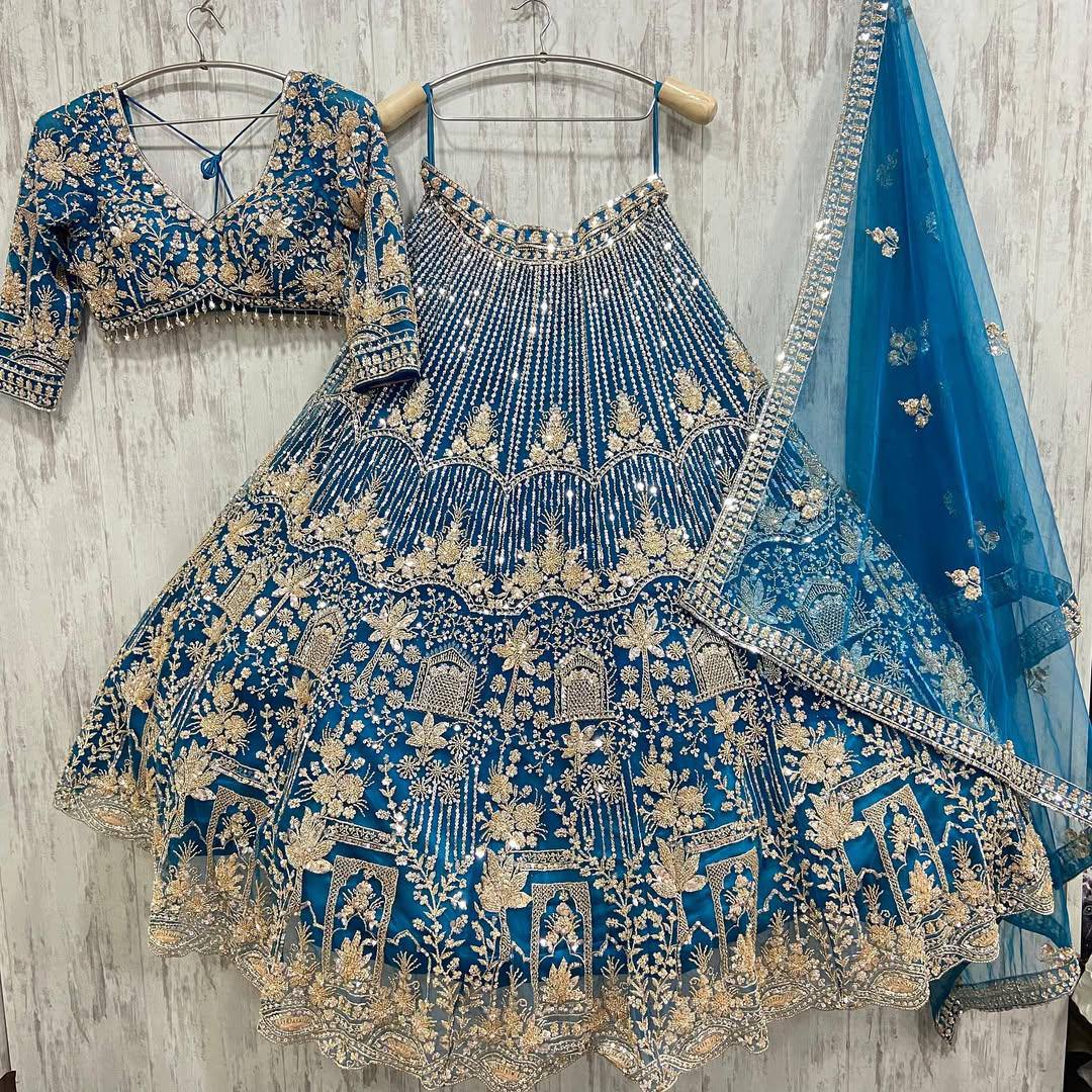 Blue colour Soft Net Lehenga Choli with Coding Sequins & Dupatta – Glamorous Ethnic Ensemble