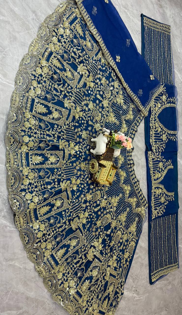 Blue colour Soft Net Lehenga Choli with Coding Sequins & Dupatta – Glamorous Ethnic Ensemble
