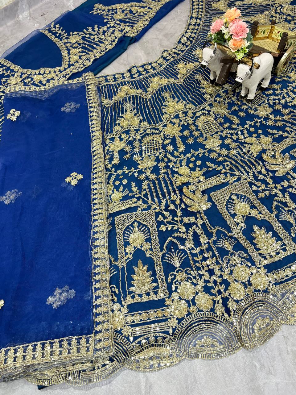 Blue colour Soft Net Lehenga Choli with Coding Sequins & Dupatta – Glamorous Ethnic Ensemble
