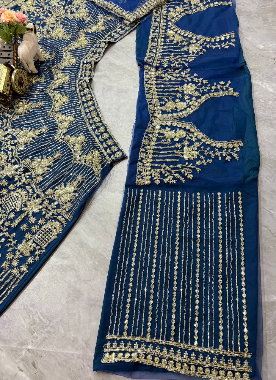 Blue colour Soft Net Lehenga Choli with Coding Sequins & Dupatta – Glamorous Ethnic Ensemble