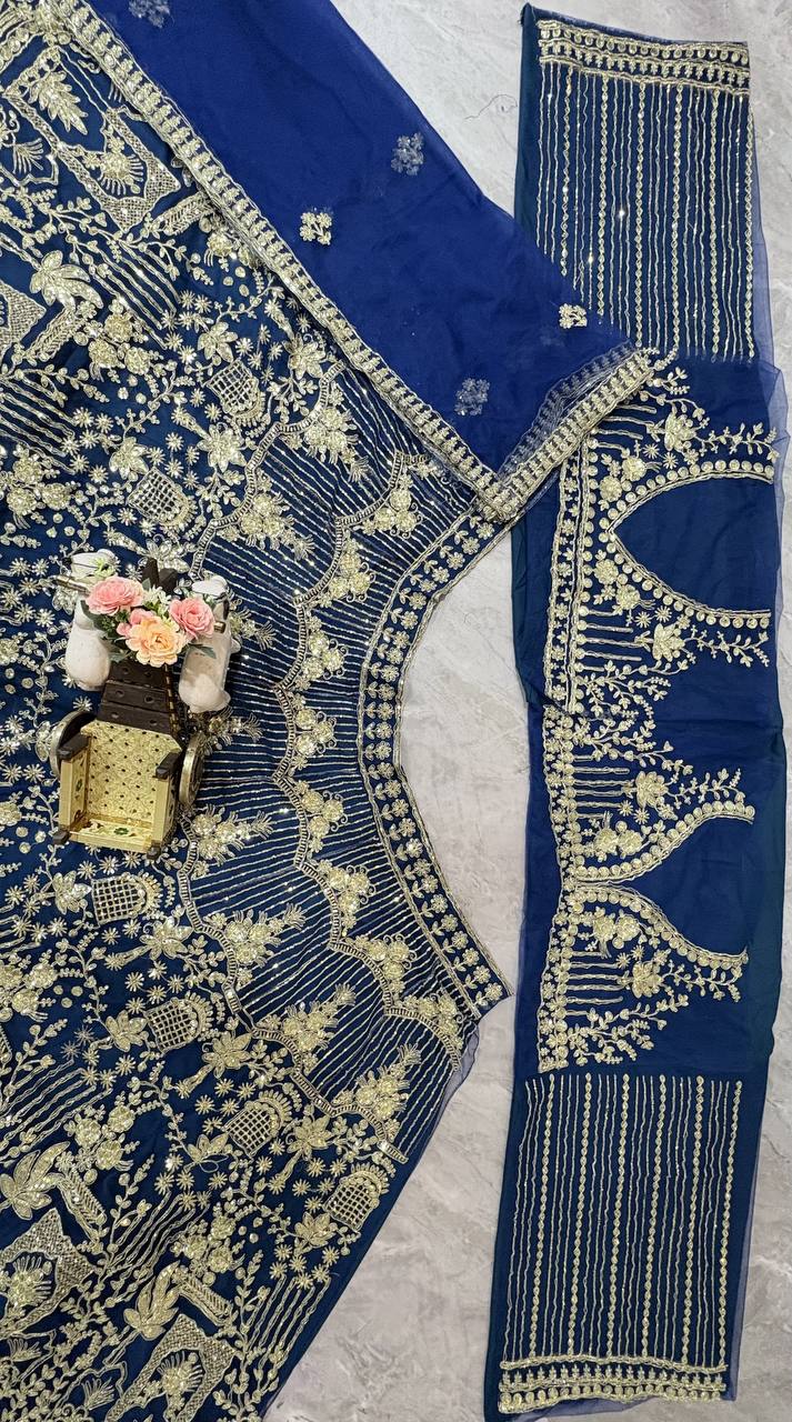 Blue colour Soft Net Lehenga Choli with Coding Sequins & Dupatta – Glamorous Ethnic Ensemble