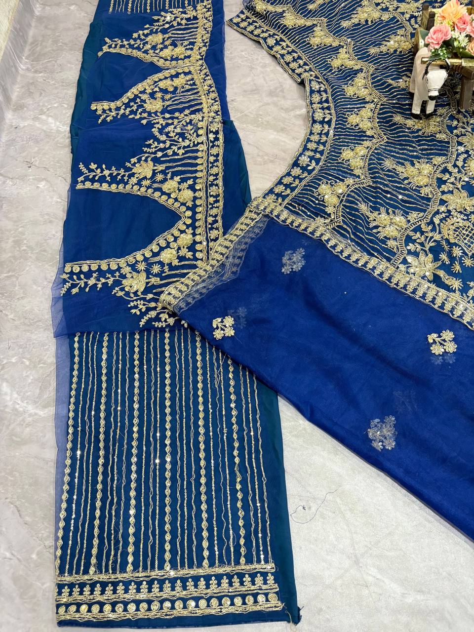 Blue colour Soft Net Lehenga Choli with Coding Sequins & Dupatta – Glamorous Ethnic Ensemble