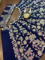 Emerald  Floral Embroidered Velvet Lehenga Set with Sequin and Zari Work
