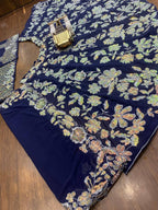 Emerald  Floral Embroidered Velvet Lehenga Set with Sequin and Zari Work