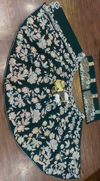 Emerald  Floral Embroidered Velvet Lehenga Set with Sequin and Zari Work
