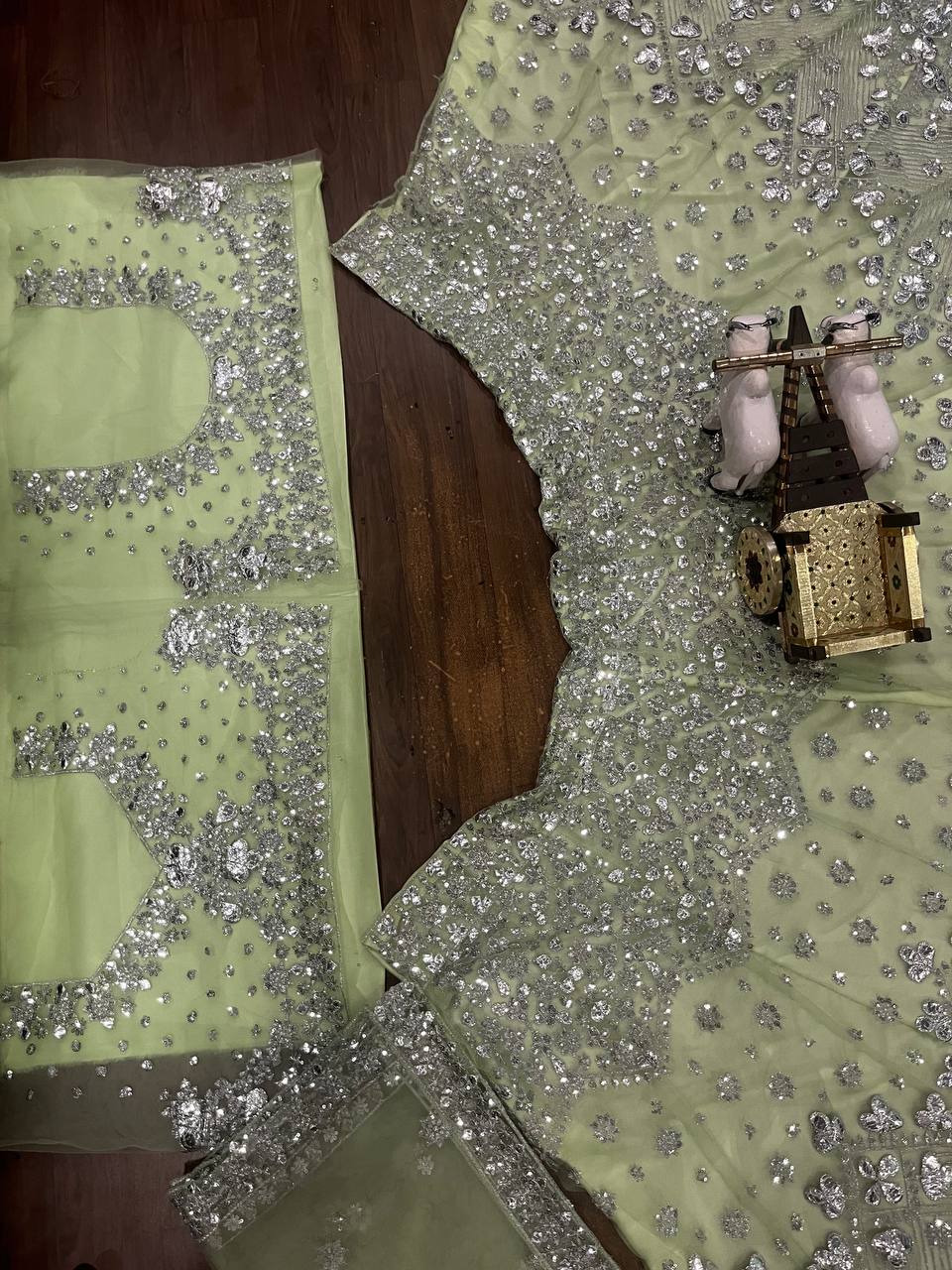 Glamorous Foil Mirror Sequins Butterfly Net Lehenga Set for Grand Celebrations