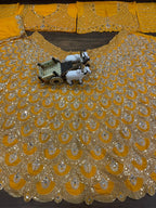 Golden Radiance Mustard Yellow Sequined Net Lehenga Choli