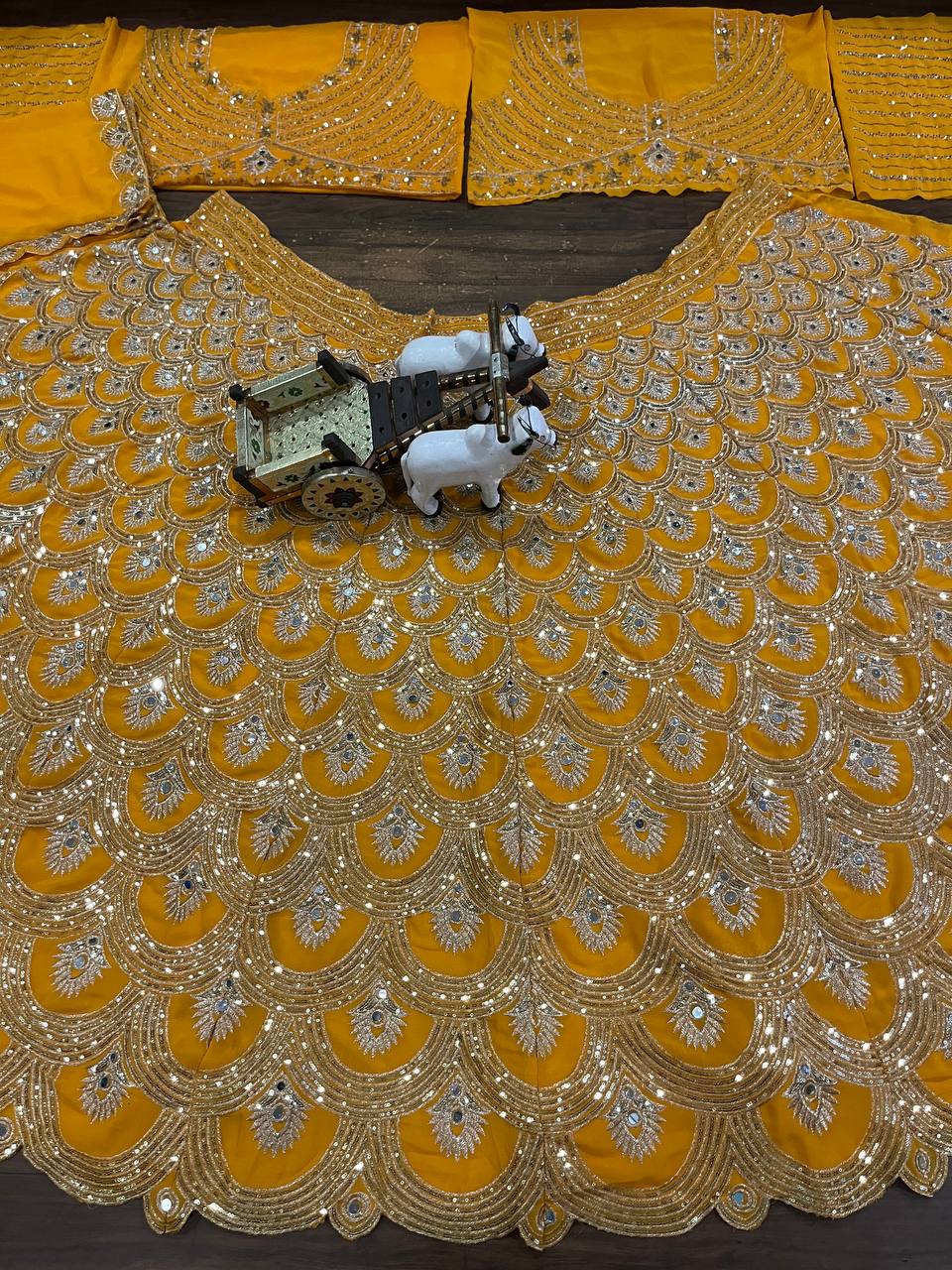Musturd  Colour lehenga with Real Mirror and  Sequins Embroidery Work With Cancan and designer blouse perfect your wedding desire