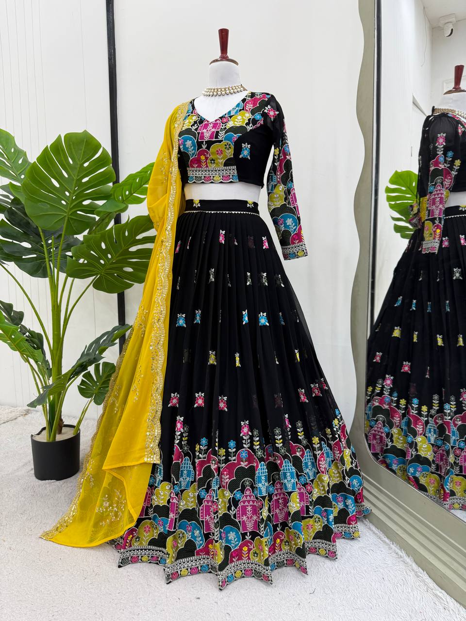 Faux Georgette Lehenga Choli Set | Thread & Sequence Embellishment