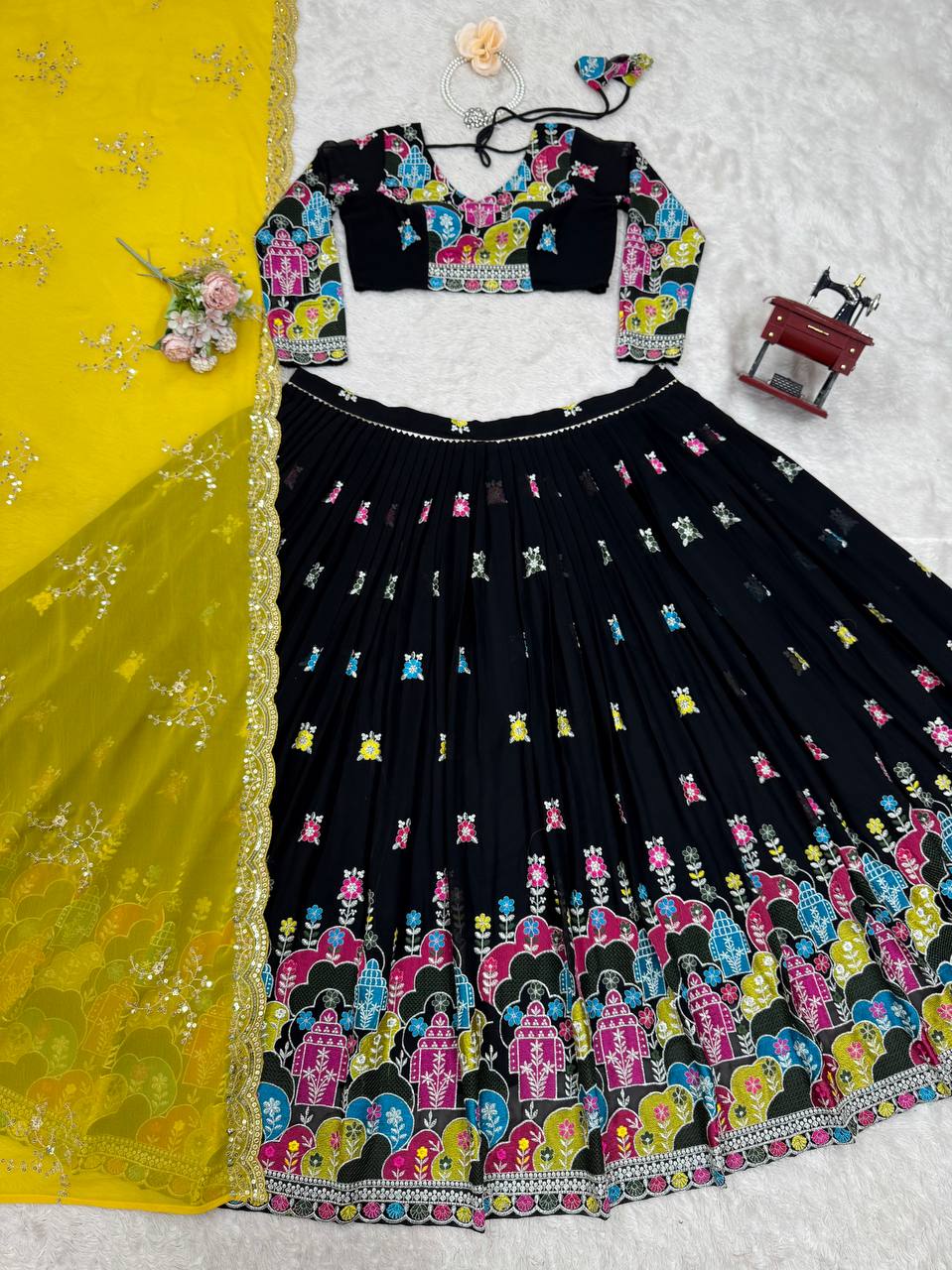 Faux Georgette Lehenga Choli Set | Thread & Sequence Embellishment
