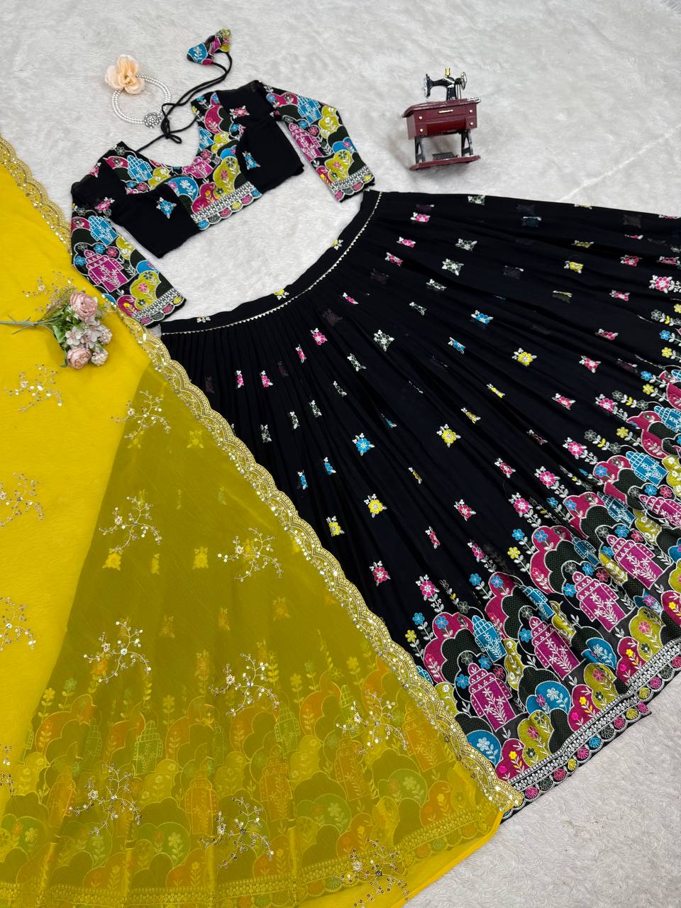Faux Georgette Lehenga Choli Set | Thread & Sequence Embellishment