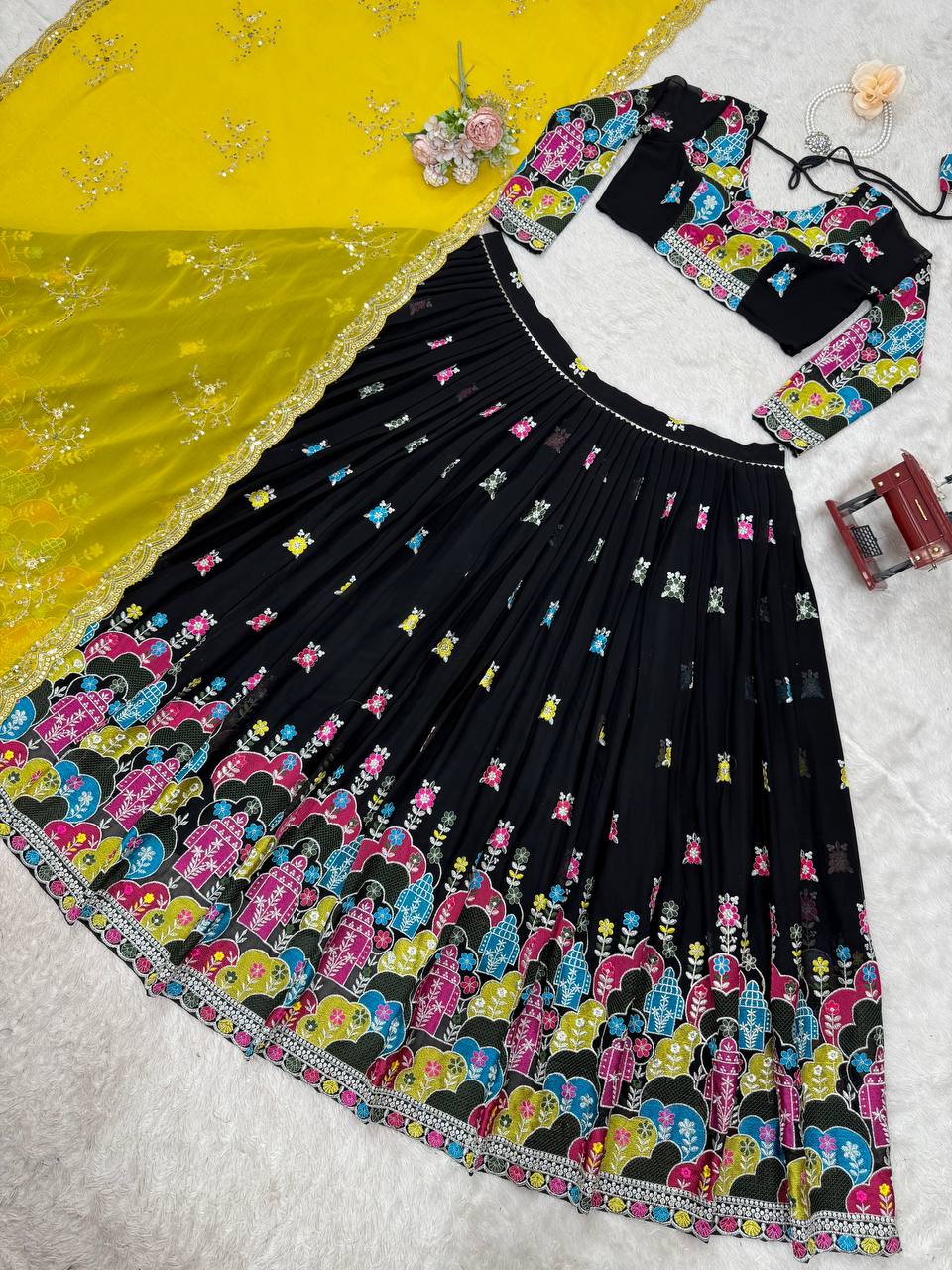 Faux Georgette Lehenga Choli Set | Thread & Sequence Embellishment