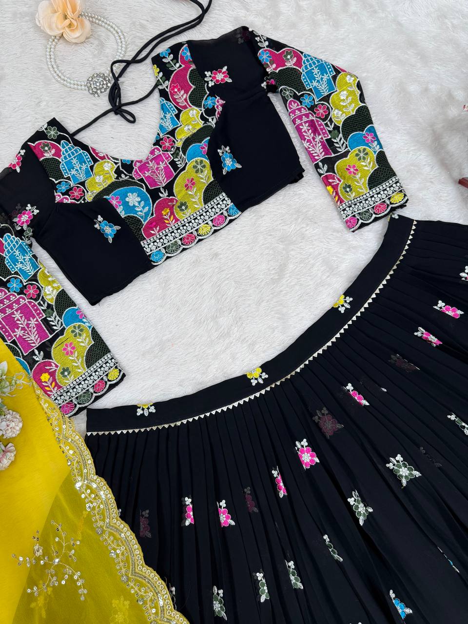 Faux Georgette Lehenga Choli Set | Thread & Sequence Embellishment