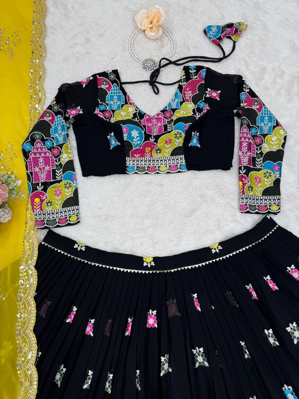 Faux Georgette Lehenga Choli Set | Thread & Sequence Embellishment