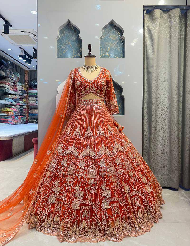 Traditional Soft Net Lehenga Choli with Sequins Work and Dupatta