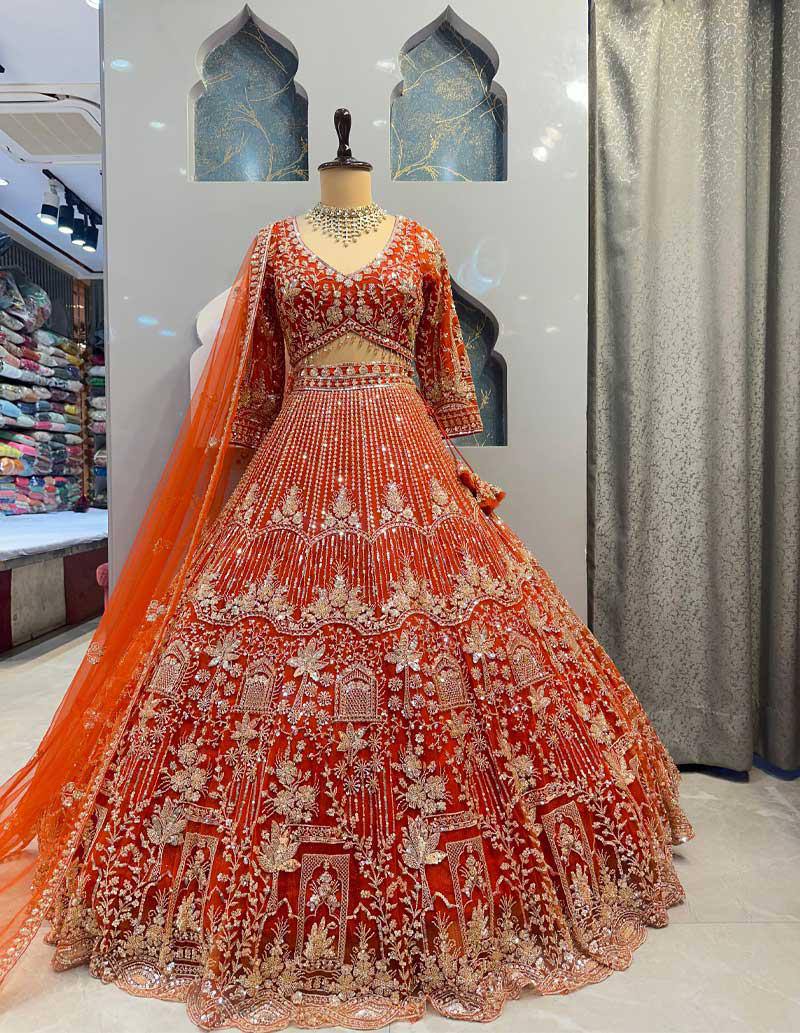 Traditional Soft Net Lehenga Choli with Sequins Work and Dupatta