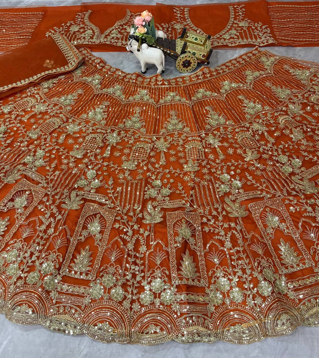 Traditional Soft Net Lehenga Choli with Sequins Work and Dupatta