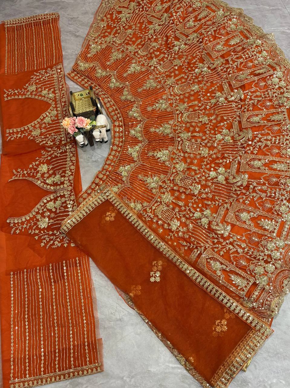 Traditional Soft Net Lehenga Choli with Sequins Work and Dupatta