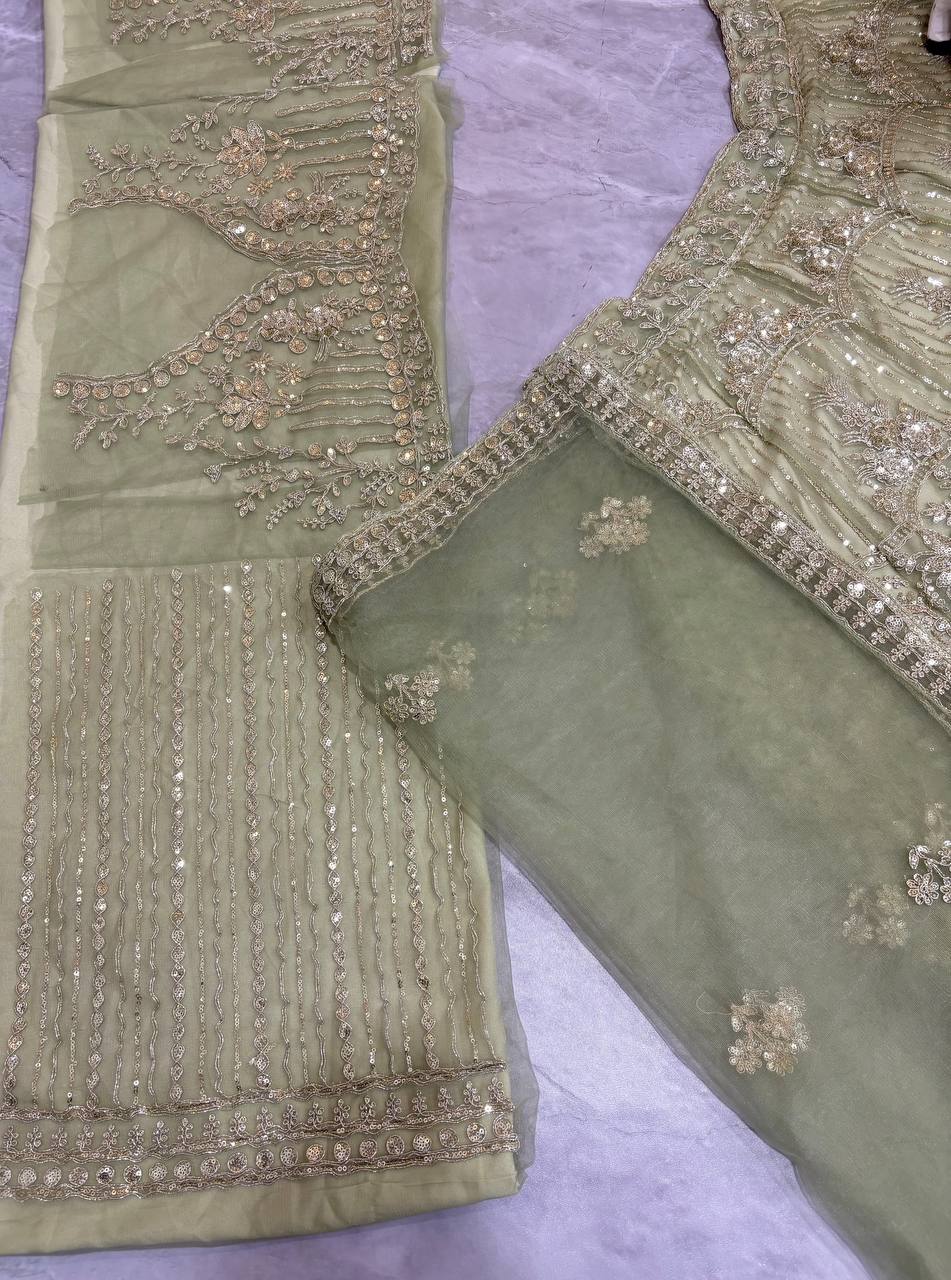 PISTA Soft Net Lehenga Choli with Sequins Embroidery WITH Attactive design