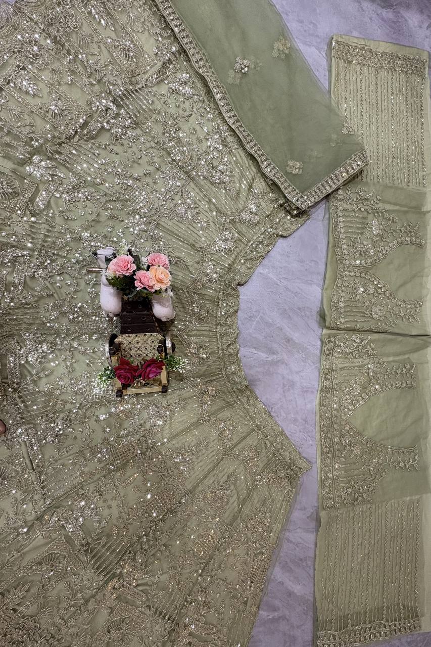 PISTA Soft Net Lehenga Choli with Sequins Embroidery WITH Attactive design