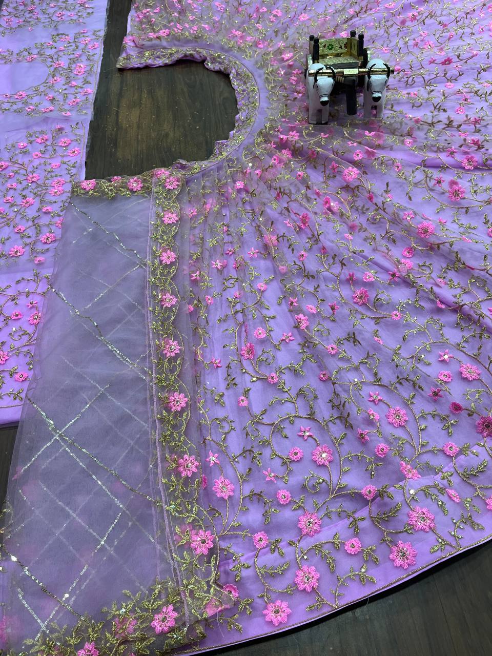 premium Pink Colour embrodery  work and designer blouse Festive look lehenga