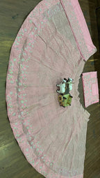 Pink Shimmer Embroidered Lehenga Set with Sequin and Thread Work