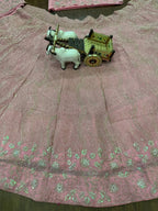 Pink Shimmer Embroidered Lehenga Set with Sequin and Thread Work
