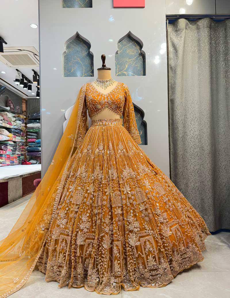 Yellow colour Soft Net Lehenga Choli with Coding Sequins & Dupatta – Glamorous Ethnic Ensemble