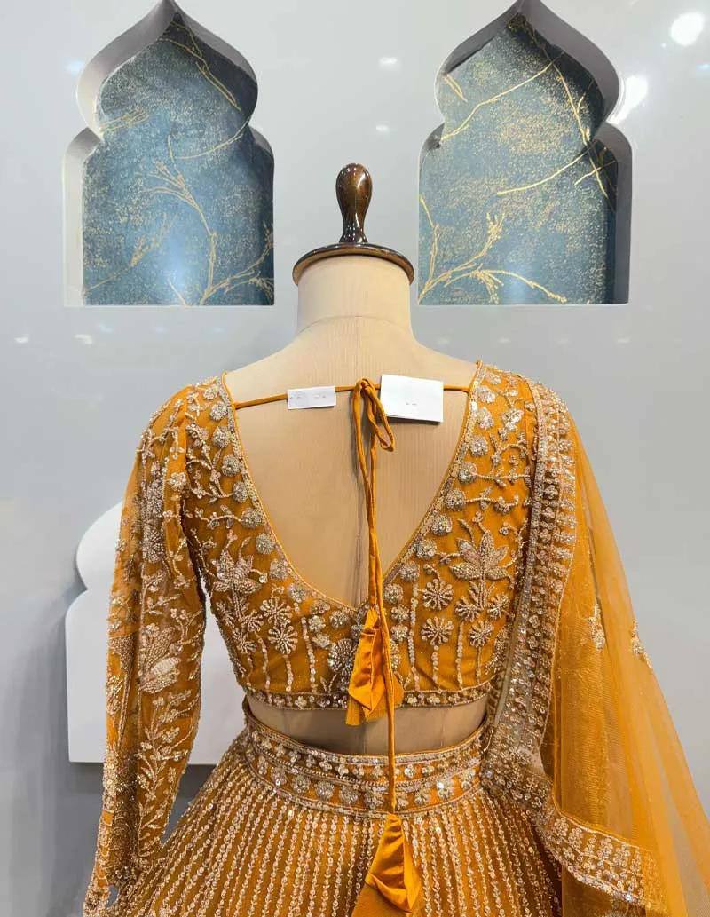 Yellow colour Soft Net Lehenga Choli with Coding Sequins & Dupatta – Glamorous Ethnic Ensemble