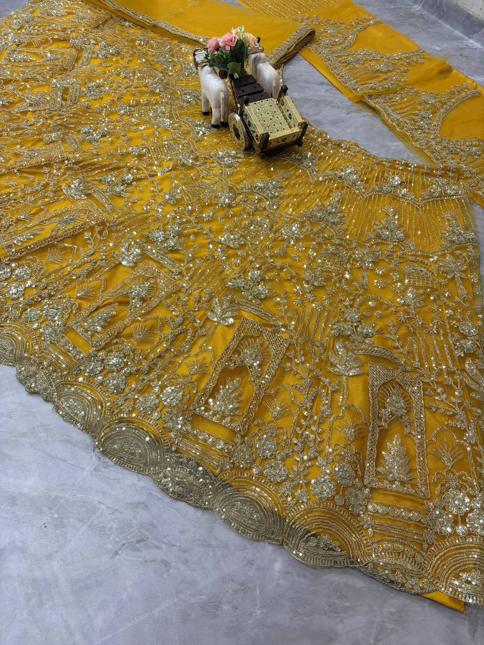Yellow colour Soft Net Lehenga Choli with Coding Sequins & Dupatta – Glamorous Ethnic Ensemble