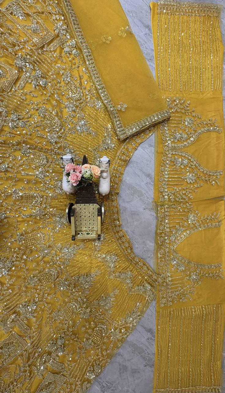 Yellow colour Soft Net Lehenga Choli with Coding Sequins & Dupatta – Glamorous Ethnic Ensemble
