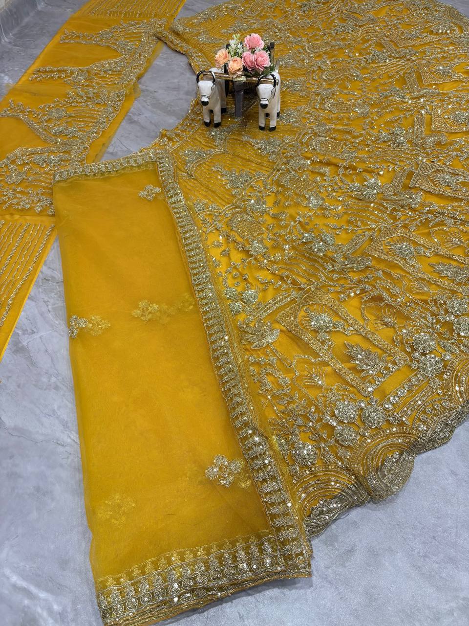 Yellow colour Soft Net Lehenga Choli with Coding Sequins & Dupatta – Glamorous Ethnic Ensemble