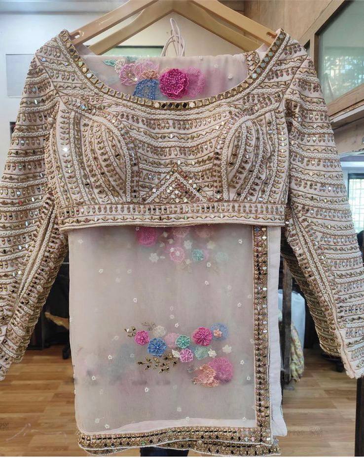 Soft Mono Net Sequin Embroidered Lehenga with Dupatta – Semi-Stitched Partywear Set for Women