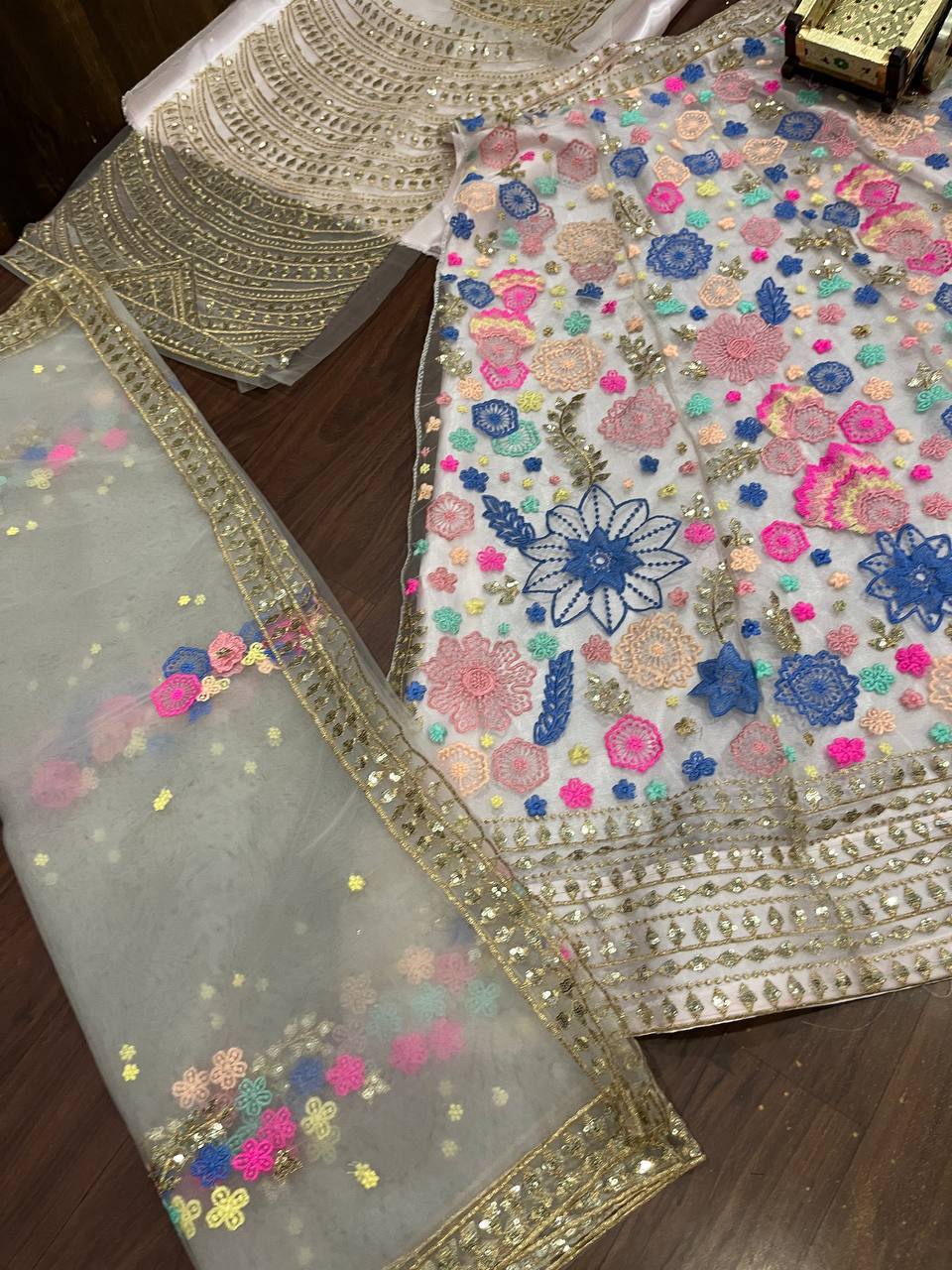 Soft Mono Net Sequin Embroidered Lehenga with Dupatta – Semi-Stitched Partywear Set for Women