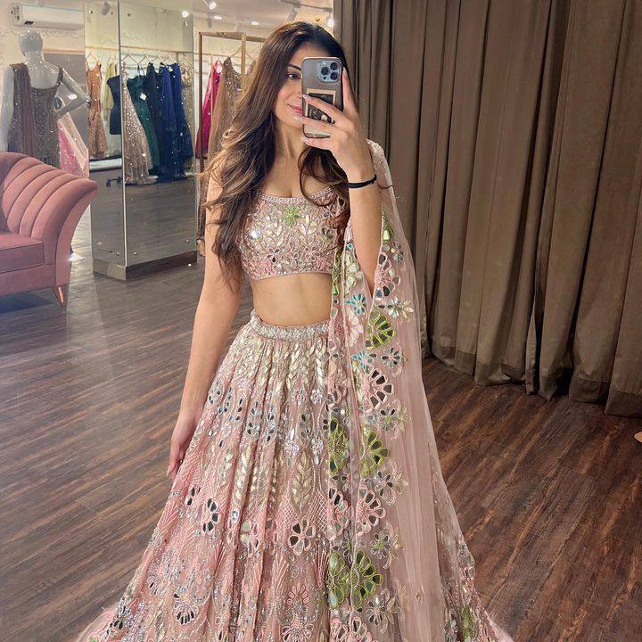Exquisite Soft Butterfly Net Lehenga with Mirror & Sequin Embroidery