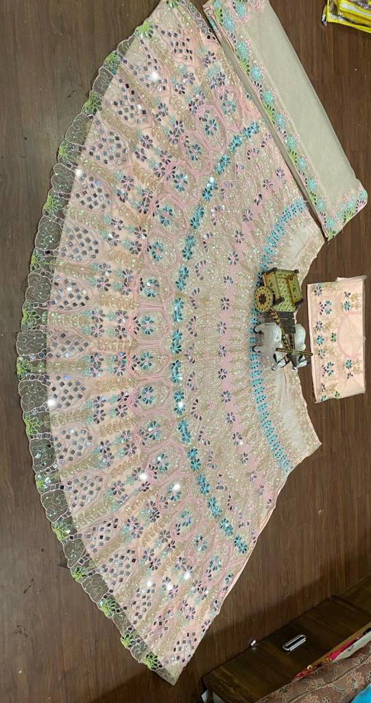 Exquisite Soft Butterfly Net Lehenga with Mirror & Sequin Embroidery