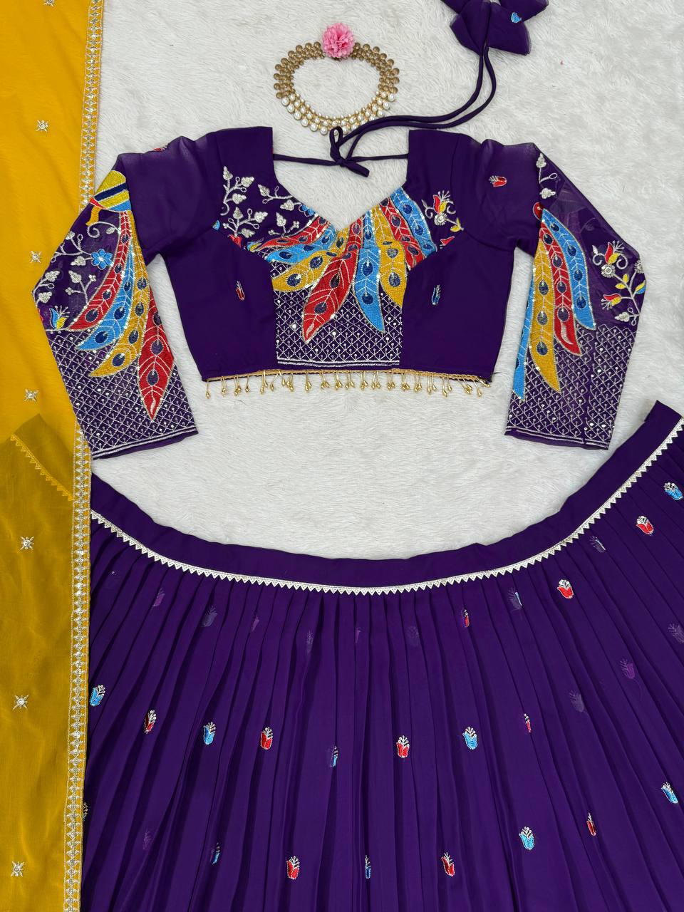 Faux Georgette Lehenga Choli Set | Thread & Sequence Embellished