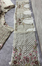 "Ivory White Embroidered Net Lehenga with Peacock & Floral Sequins Work – Bridal & Festive Wear"