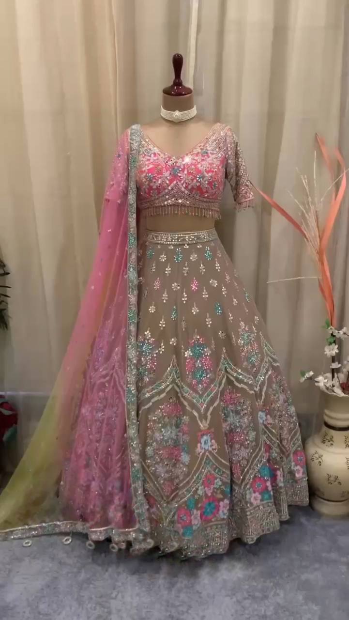 Multicolour Colour lehenga with Full Mirror Work and  designer blouse perfect match for you