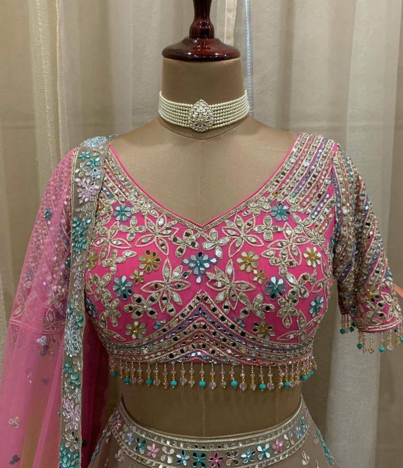 Multicolour Colour lehenga with Full Mirror Work and  designer blouse perfect match for you