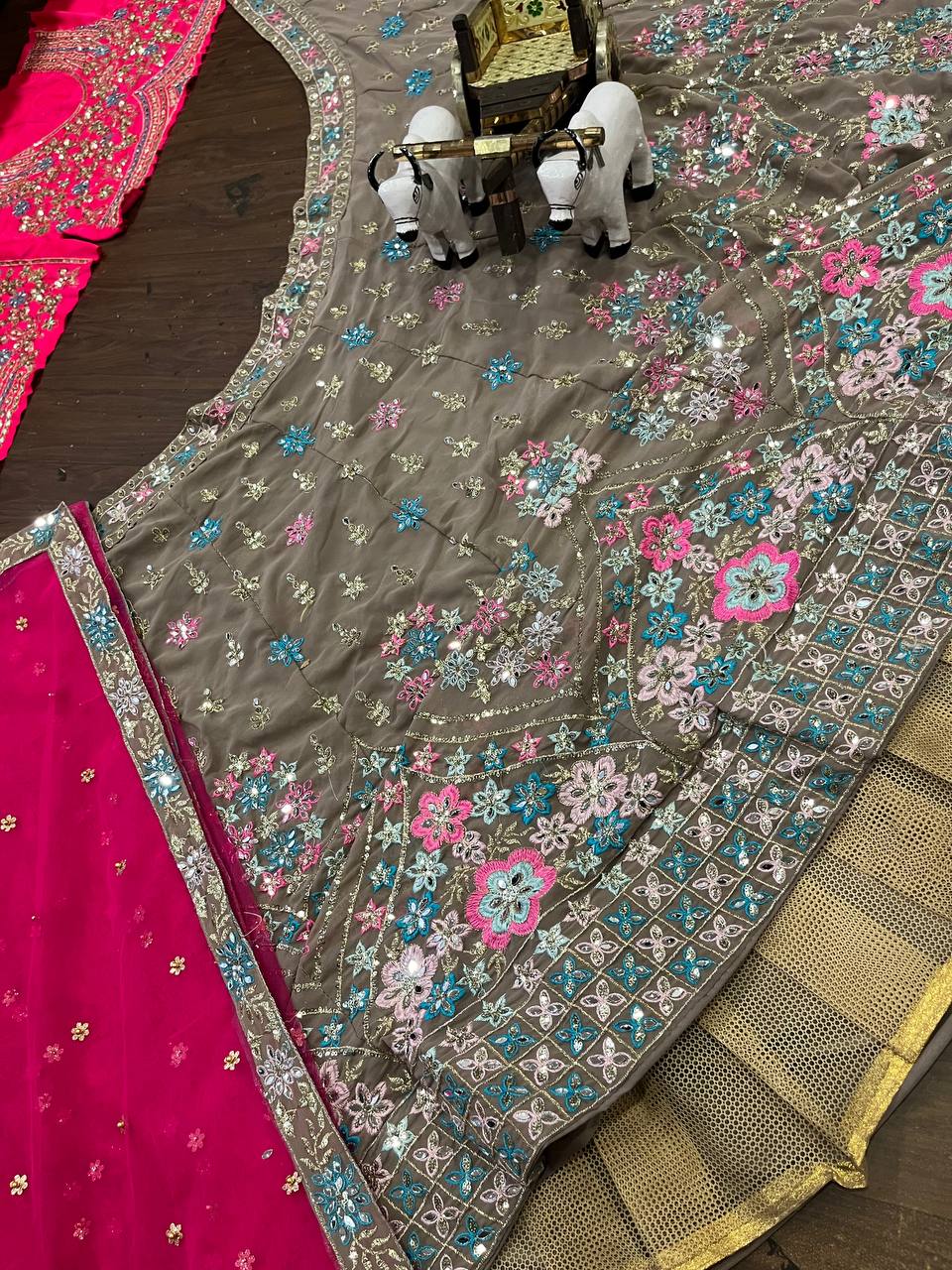 Multicolour Colour lehenga with Full Mirror Work and  designer blouse perfect match for you