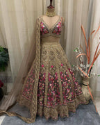 Royal Mauve Bird Motif Embroidered Silk Lehenga Choli